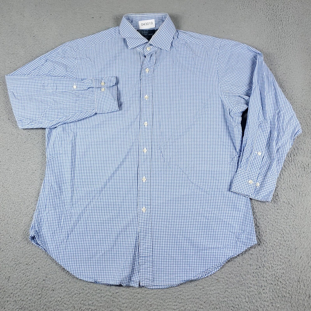 Ralph Lauren Mens 16.5 32/33 Blue Check Regent Classic Fit Dress Shirt Button Up